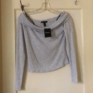 Periwinkle off the shoulder knit top